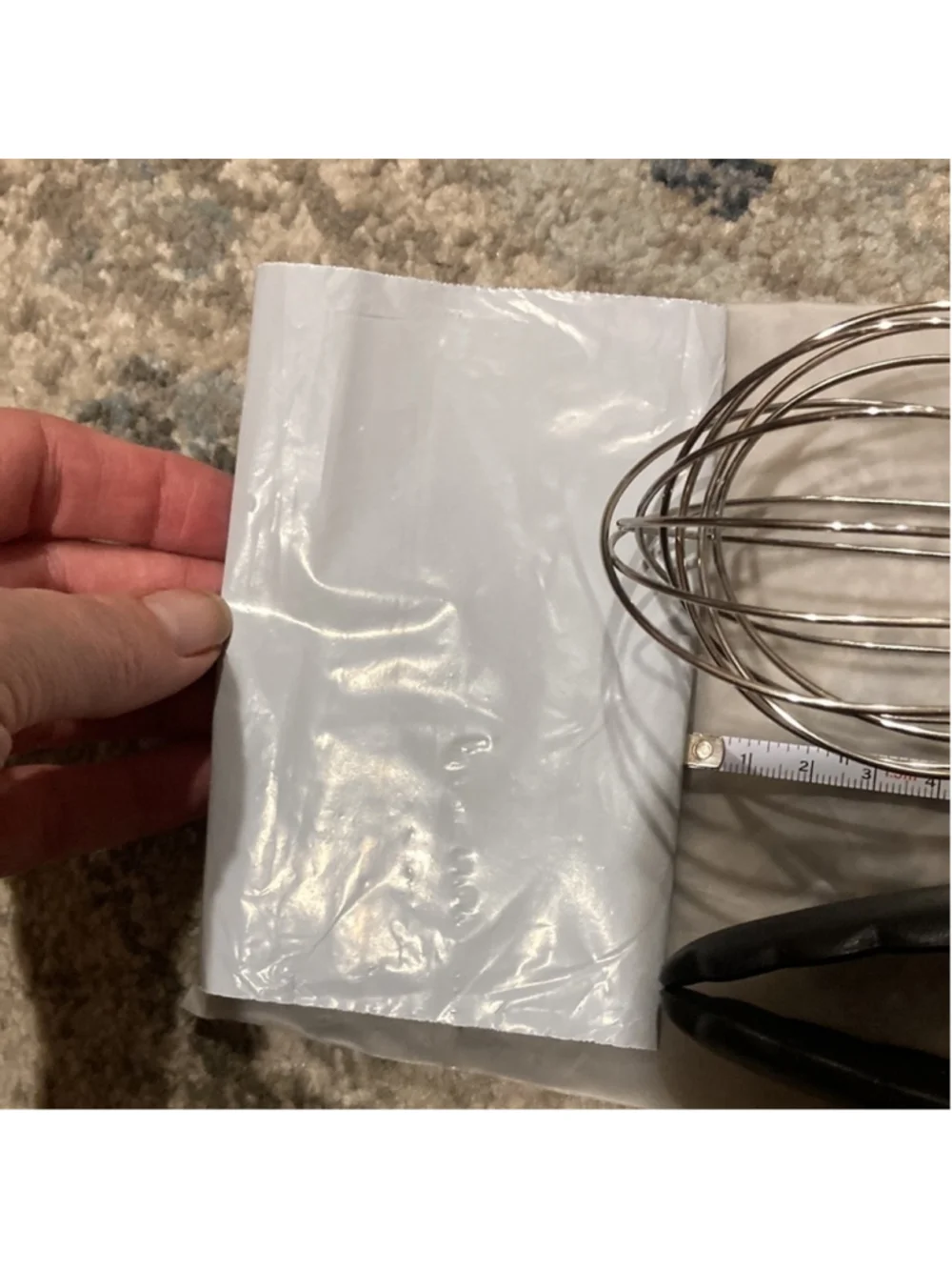 Nwot metal whisk, nylon tongs and scraper set